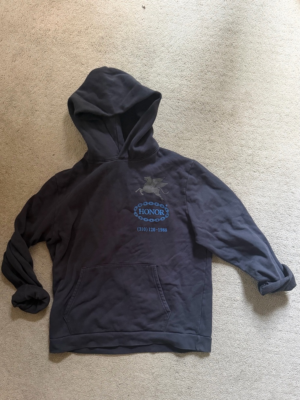 Honor the gift Navy Crewneck Hoodie with Blue Honor Chest Graphic